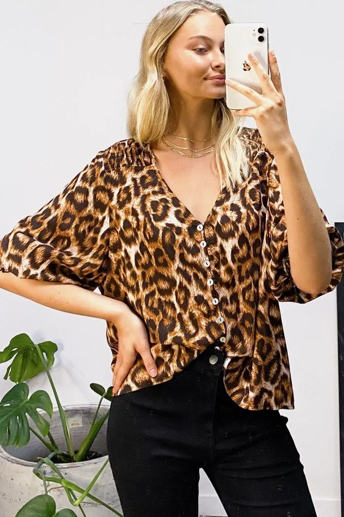 Leona Leopard Top - Brown