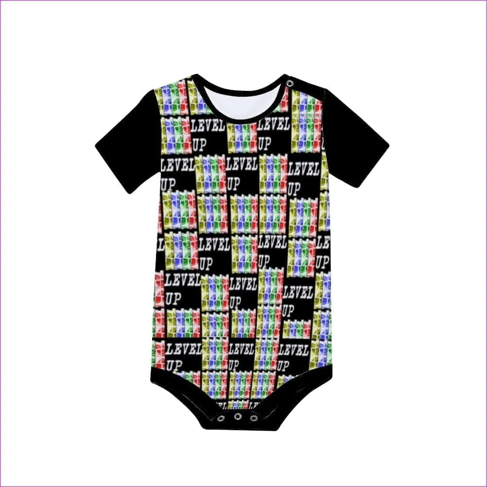 Level Up Baby's Black Short Sleeve Romper