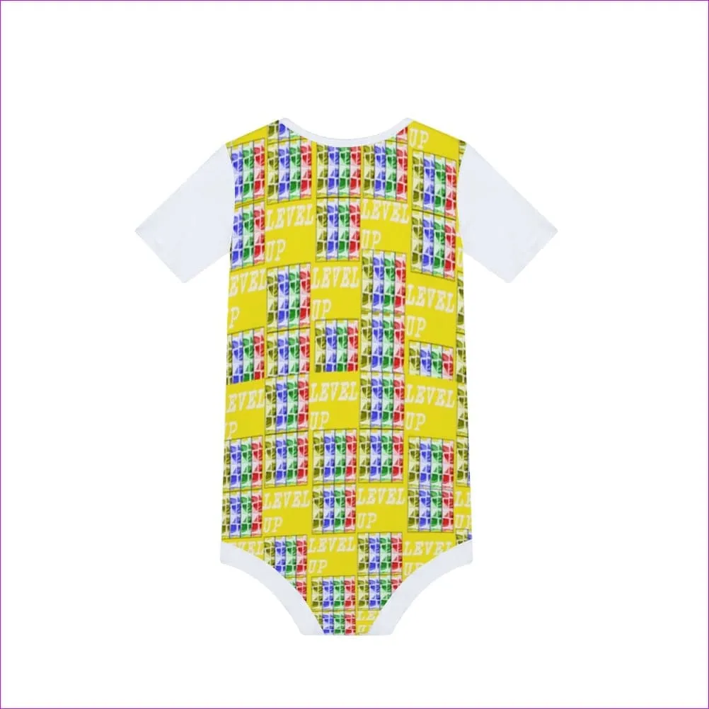 Level Up Yellow Baby's Short Sleeve Romper