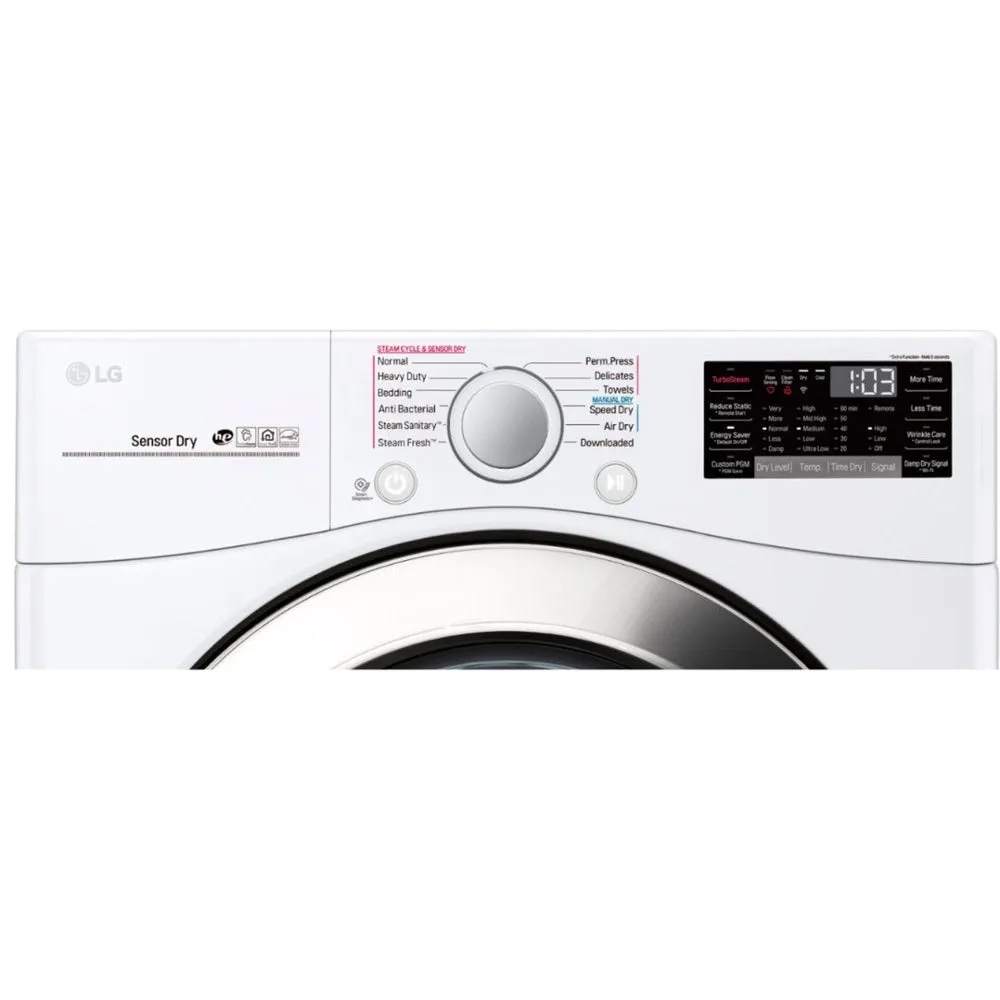 LG - 7.4 Cu. Ft. 12 Cycle Smart Wi Fi Electric SteamDryer Sensor Dry and TurboSteam - White