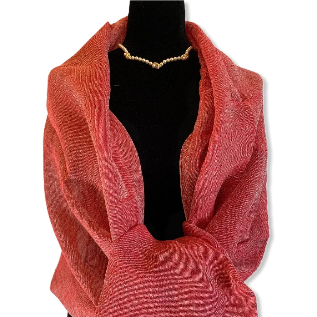 Linen Handwoven Scarf - Watermelon Red