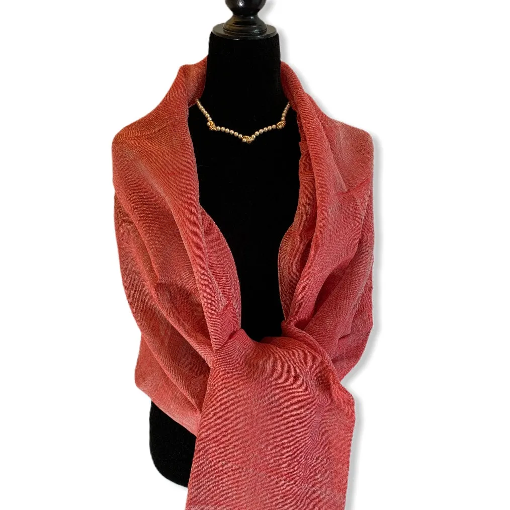 Linen Handwoven Scarf - Watermelon Red