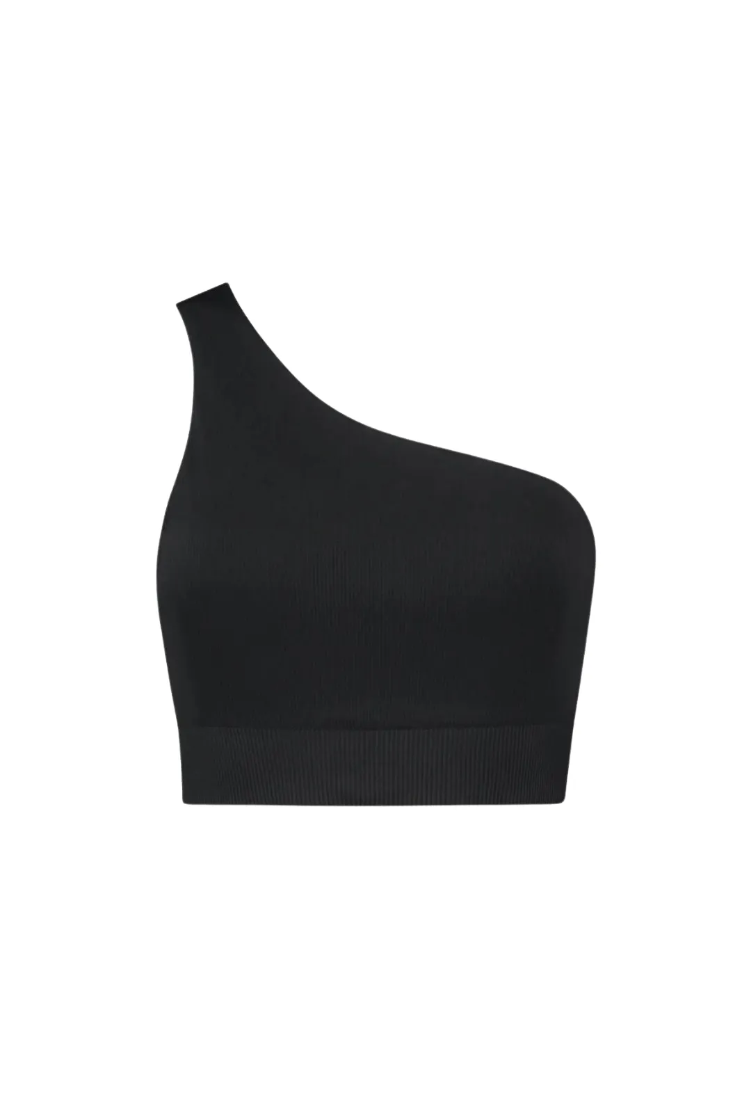 Luna Rib One Shoulder Bra Black