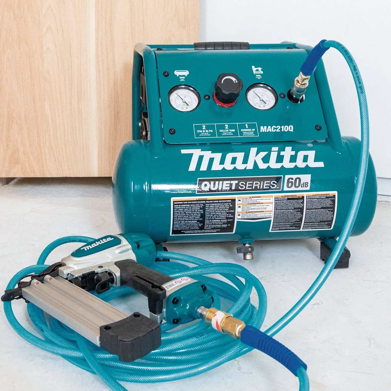 Makita (MAC210Q-R) Quiet Series 1 HP, 2 Gallon, Oil-Free, Electric Air Compressor (Factory Reconditioned)