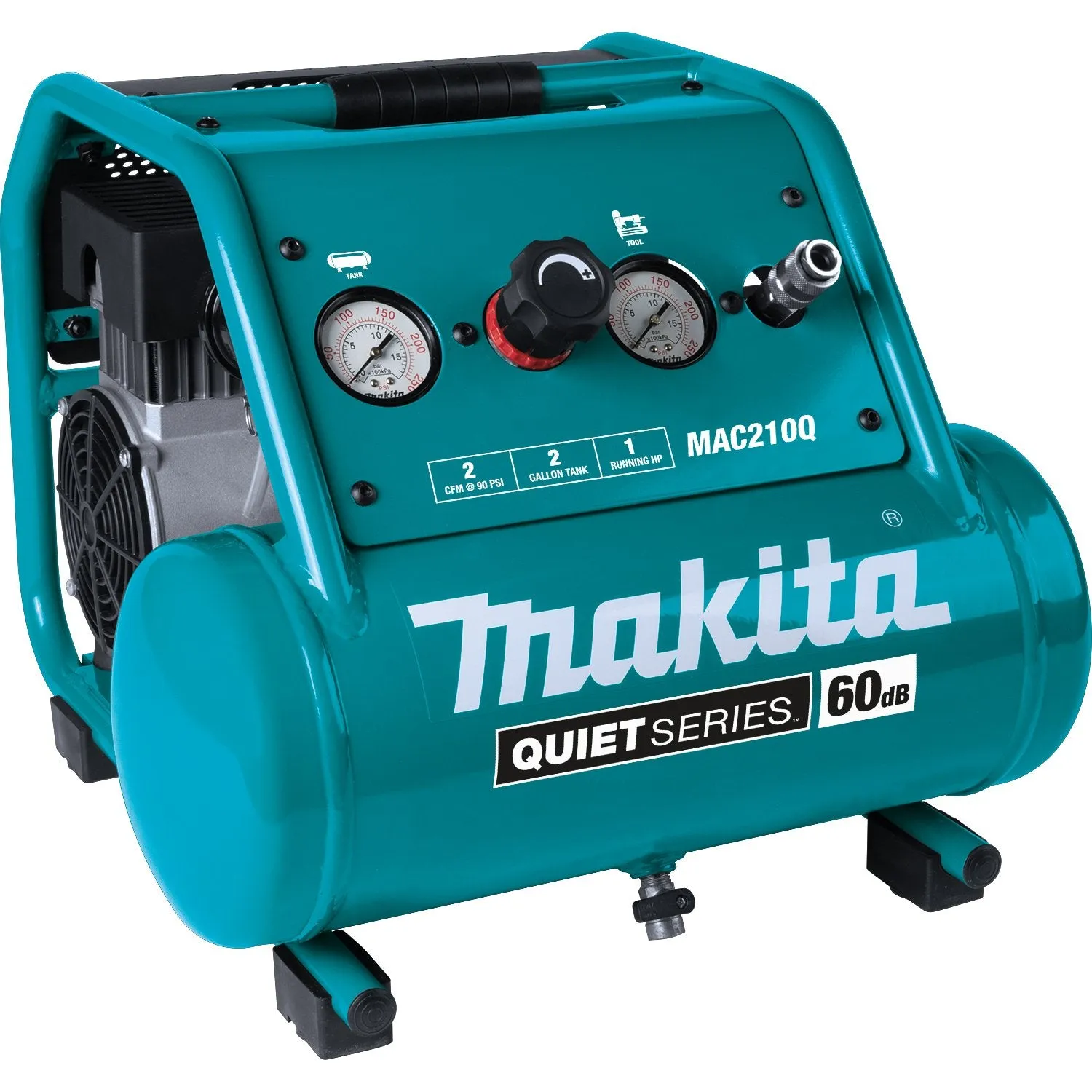 Makita (MAC210Q-R) Quiet Series 1 HP, 2 Gallon, Oil-Free, Electric Air Compressor (Factory Reconditioned)