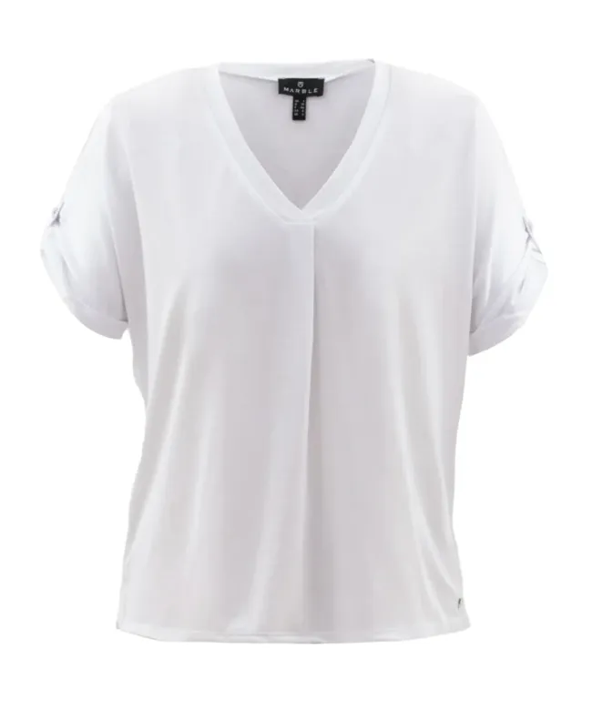 Marble 6524 V-Neck Short Sleeved Top (4 Colours)