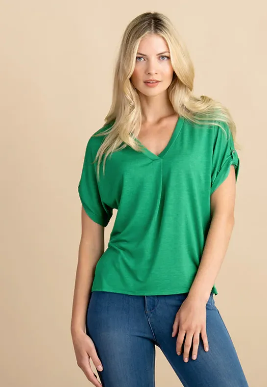 Marble 6524 V-Neck Short Sleeved Top (4 Colours)