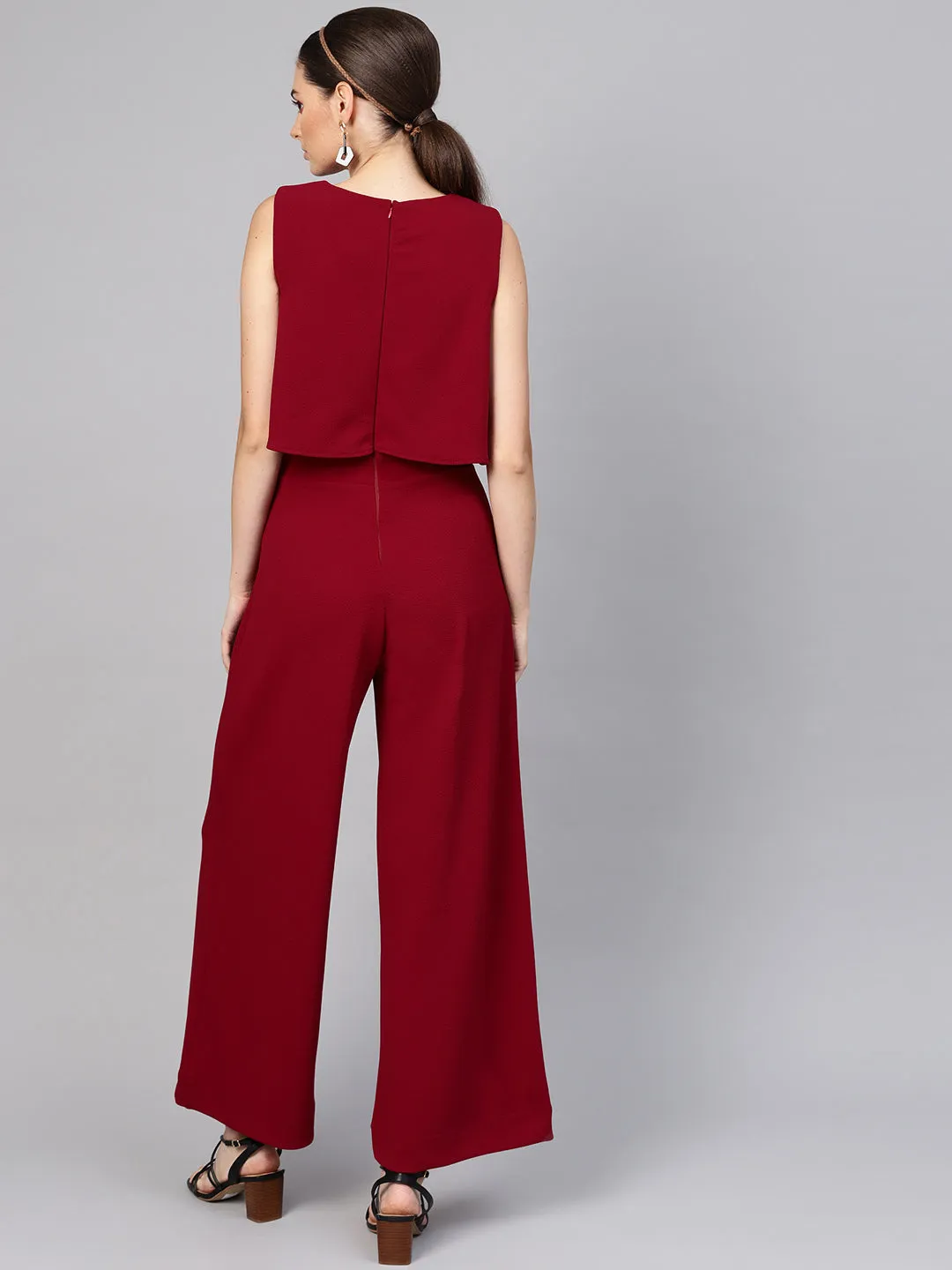 Maroon Layered Jumpsuit