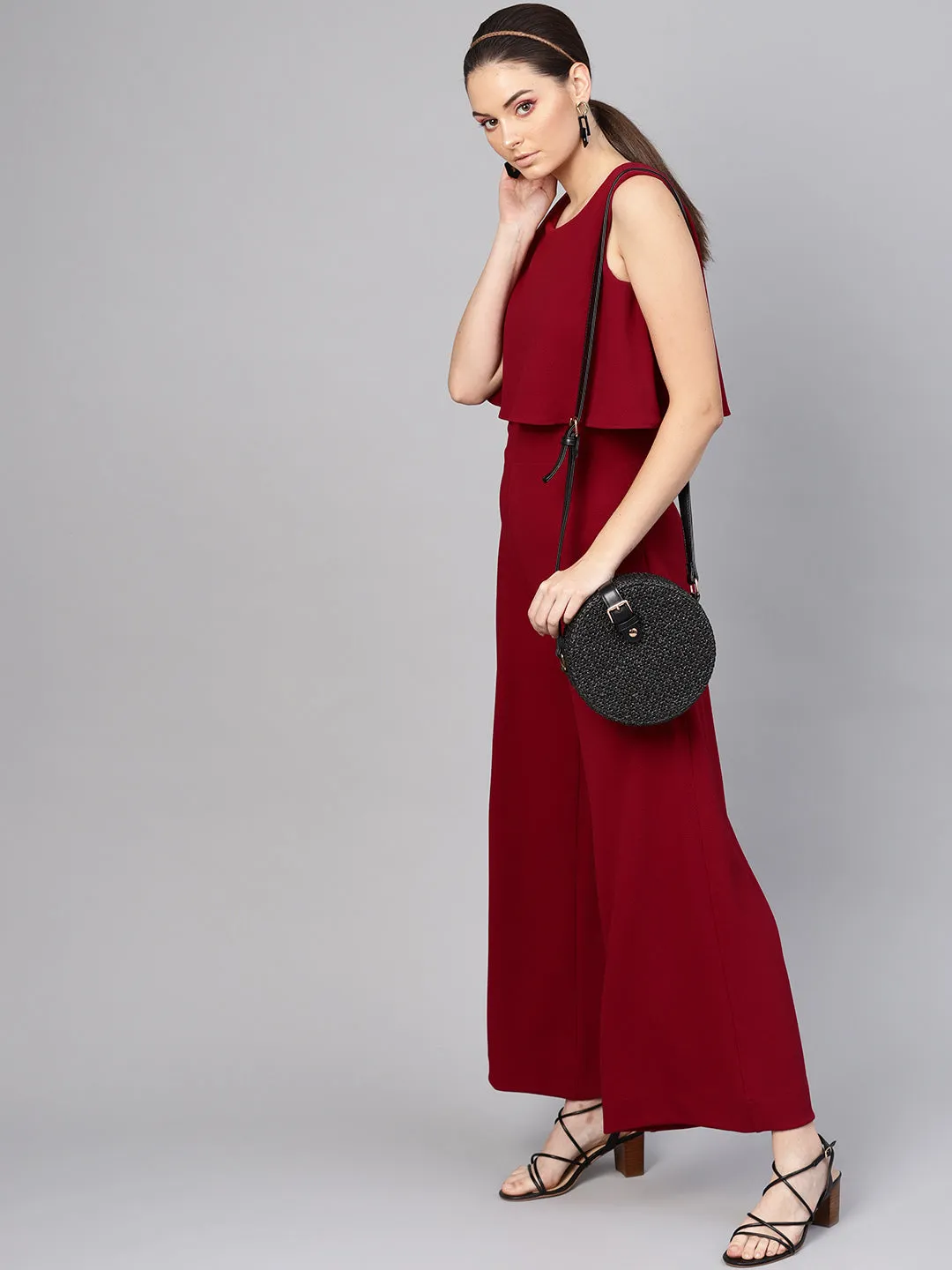 Maroon Layered Jumpsuit