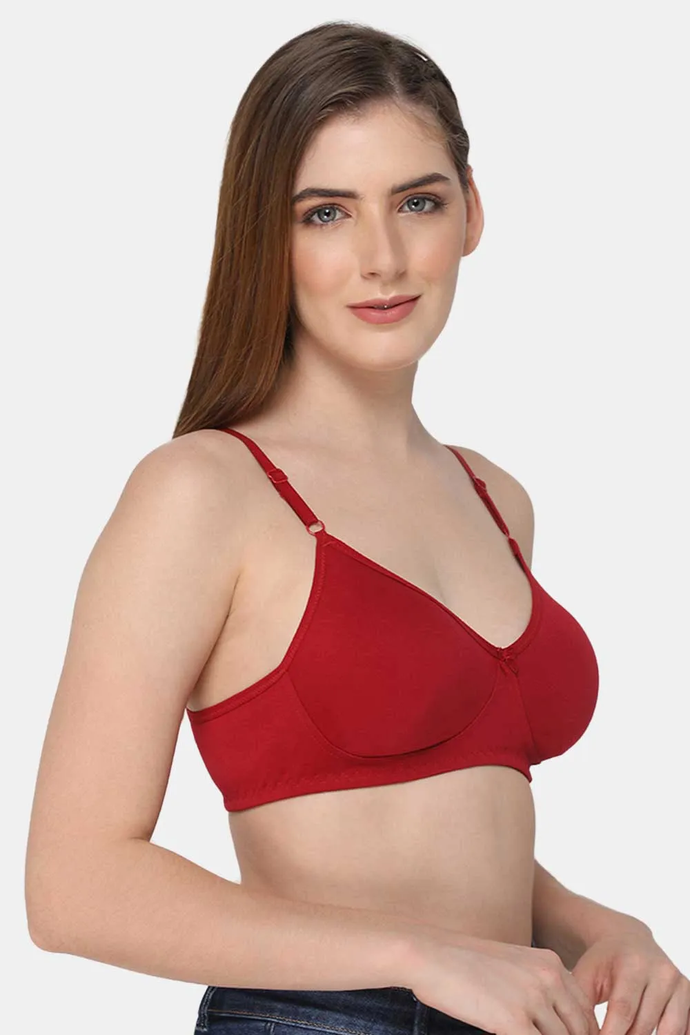 Medium Coverage Non-Wired Non-Padded Intimacy Saree Bra - Red - INT29