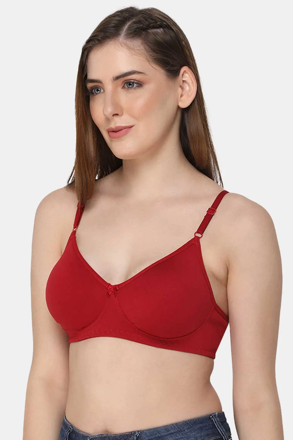 Medium Coverage Non-Wired Non-Padded Intimacy Saree Bra - Red - INT29