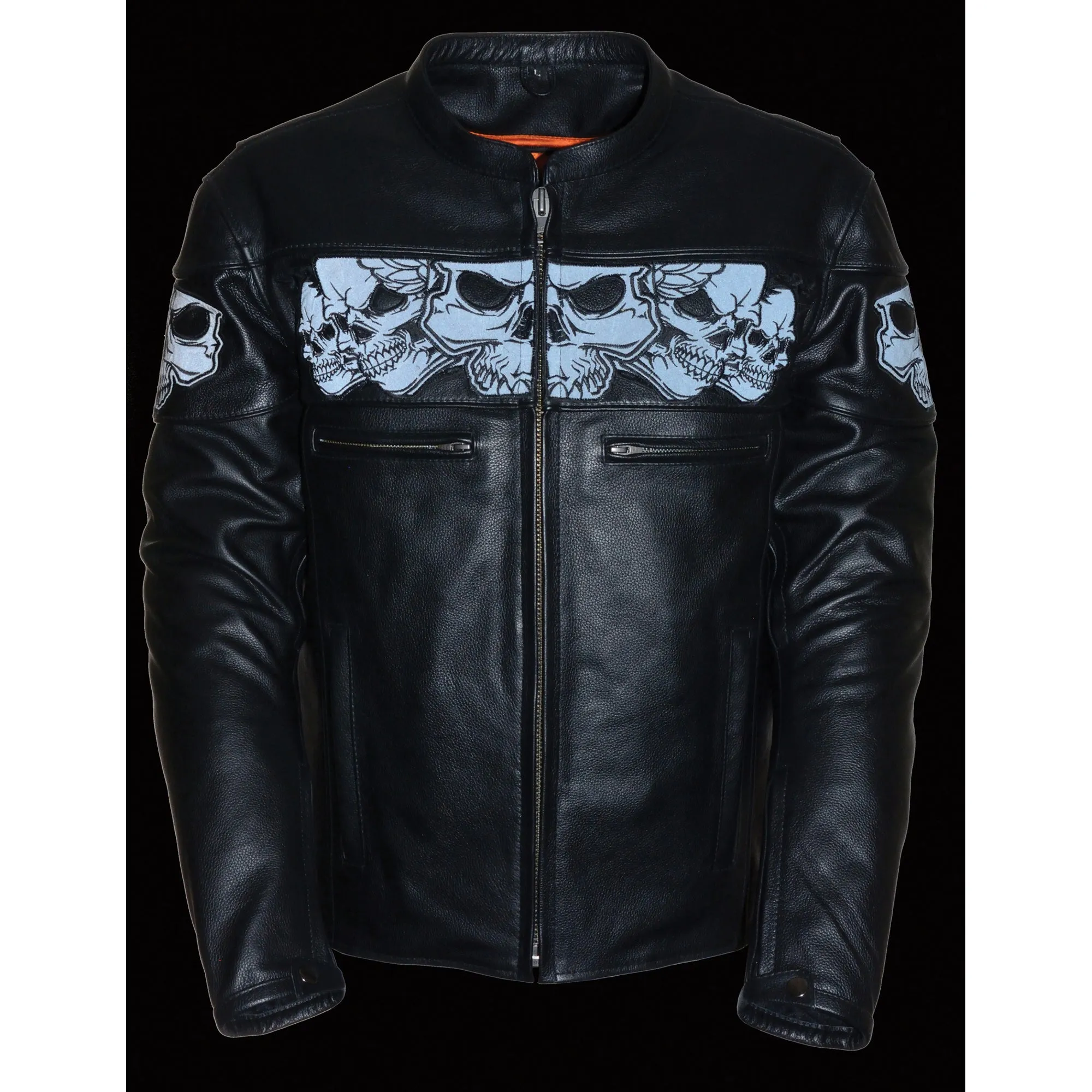 Men's Crossover Scooter Jacket w/ Reflective Skulls