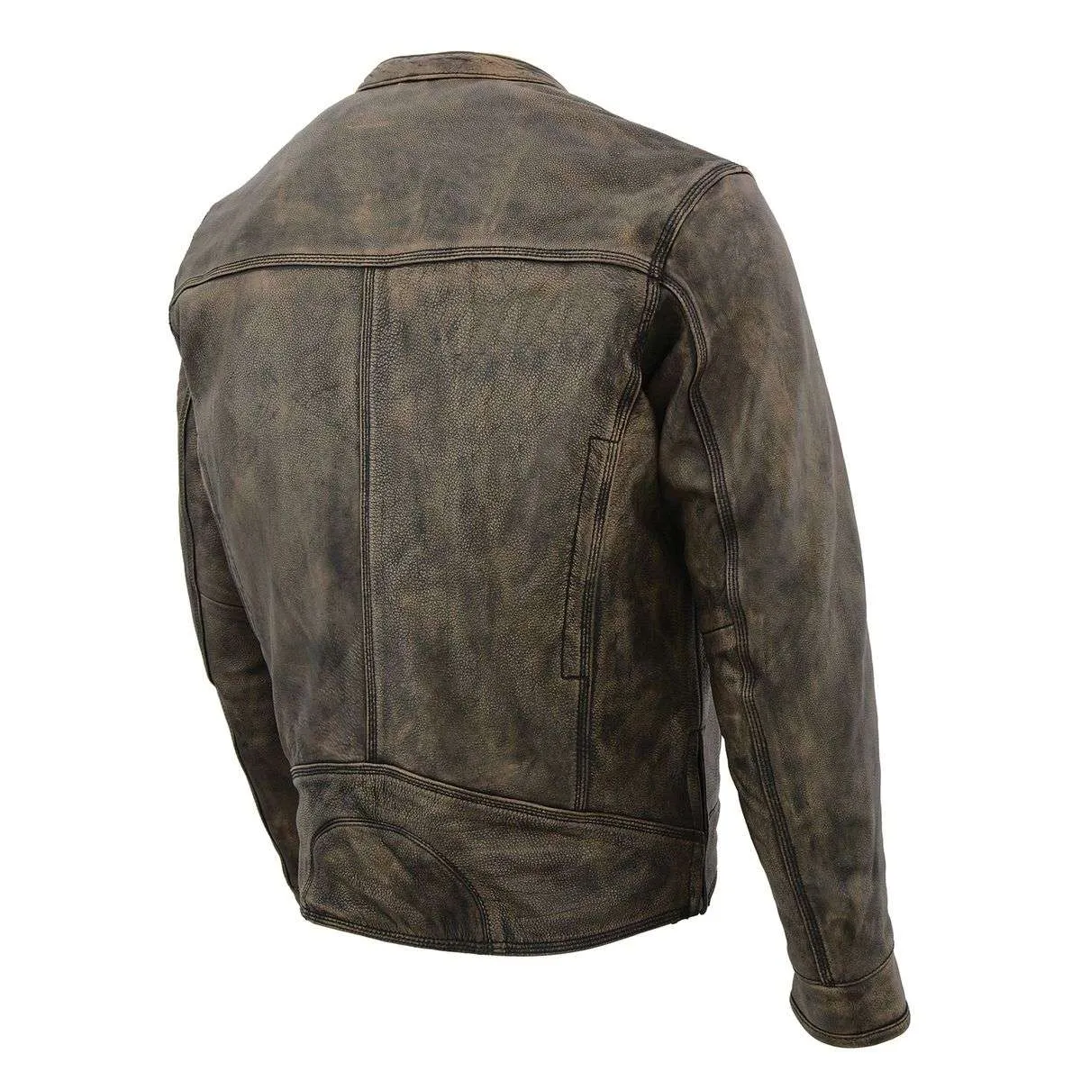 Milwaukee Leather MLM1550 Men's Vented Black-Beige Distressed Leather Scooter Style Motorcycle Jacket w/ Liner