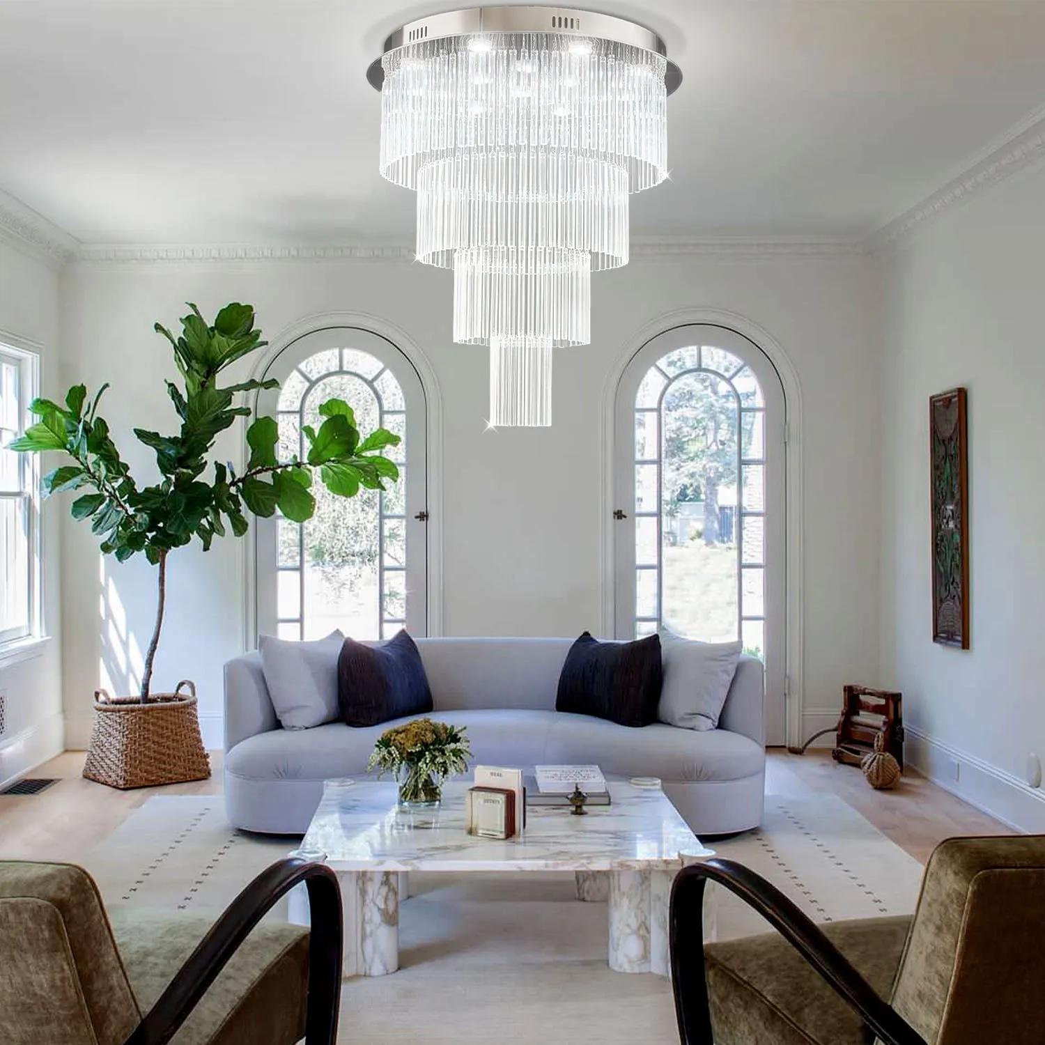 Multi Layers Round Raindrop Chandelier