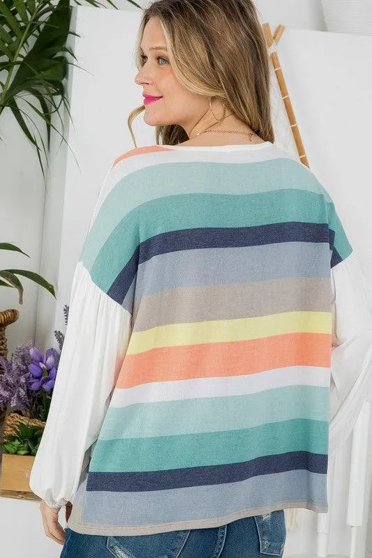 Multi Striped Boxy Top