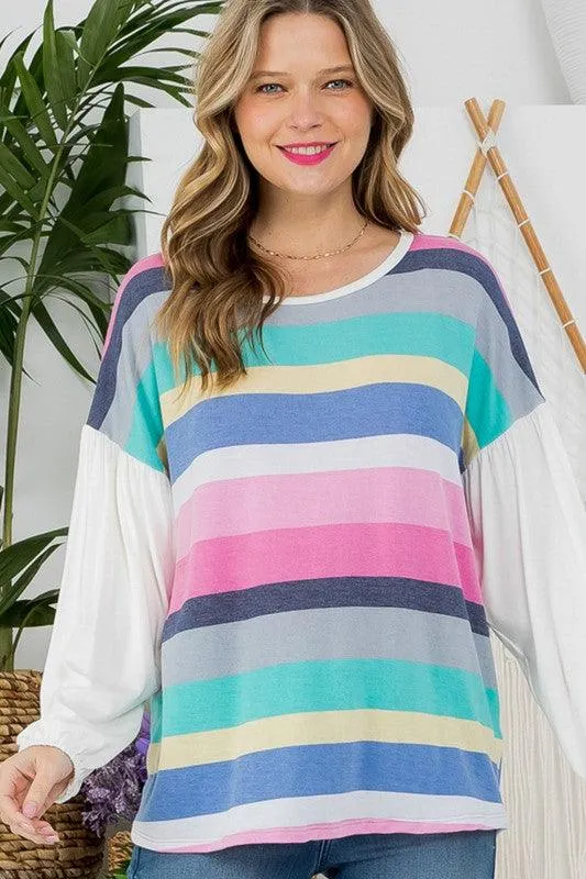 Multi Striped Boxy Top