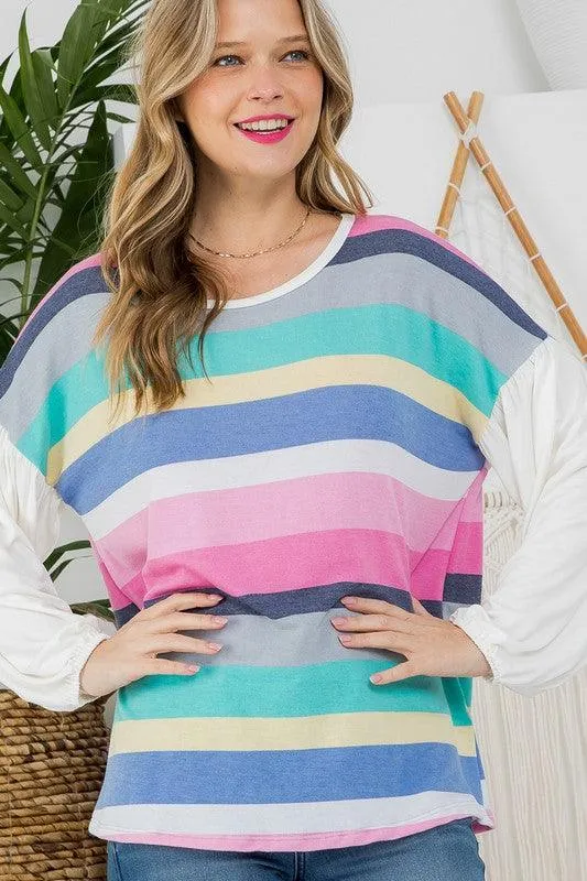 Multi Striped Boxy Top