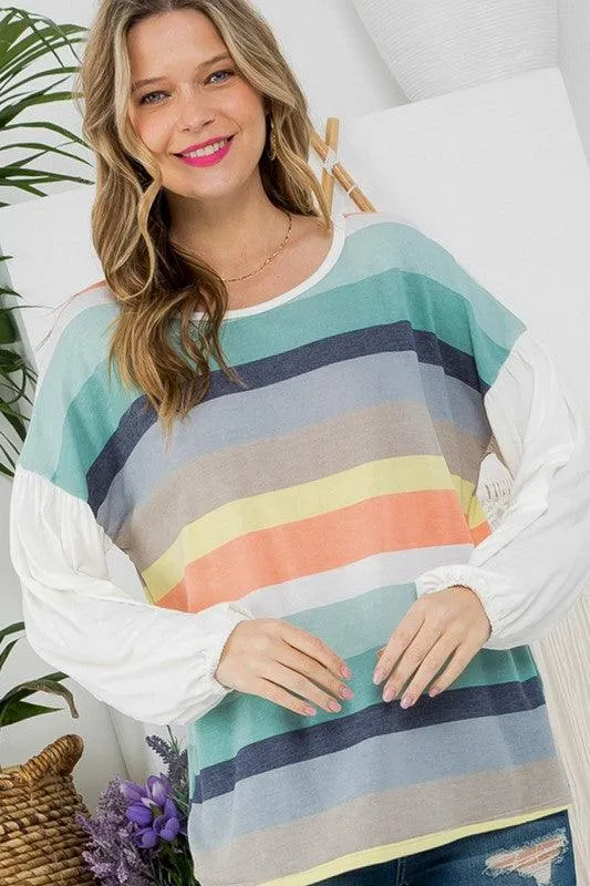 Multi Striped Boxy Top