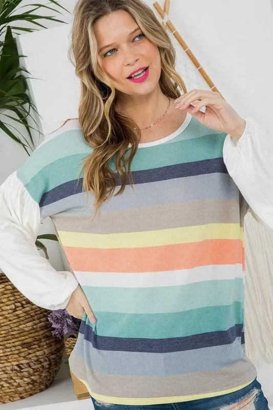 Multi Striped Boxy Top