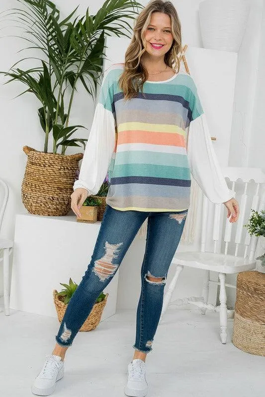 Multi Striped Boxy Top