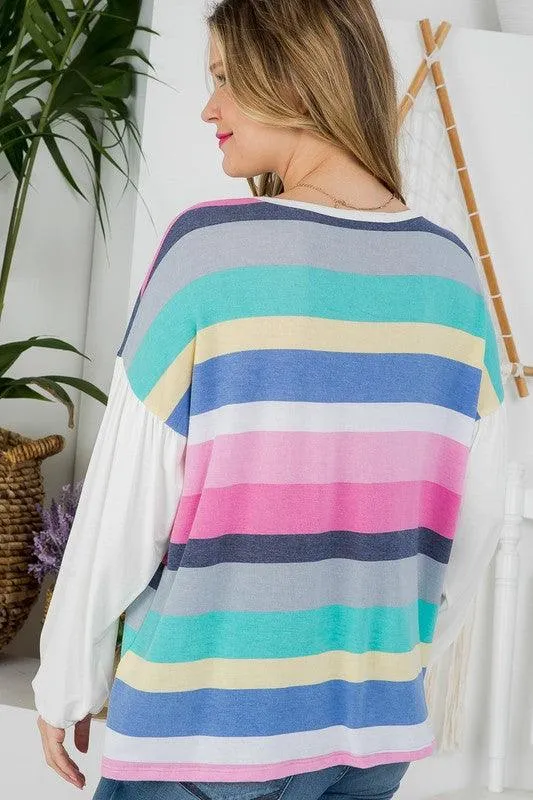 Multi Striped Boxy Top