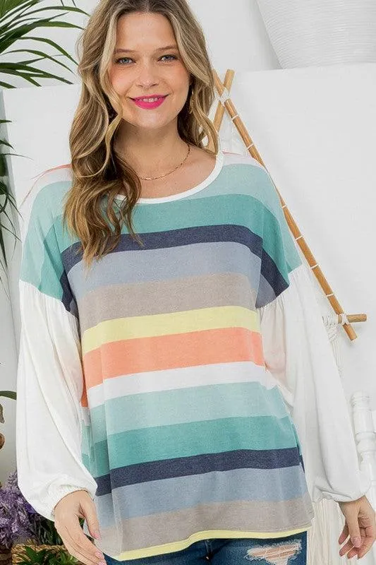 Multi Striped Boxy Top