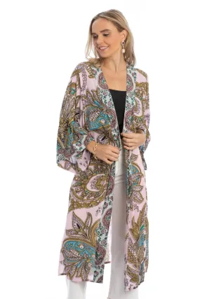 Multicolored Paisley Kimono Duster Long