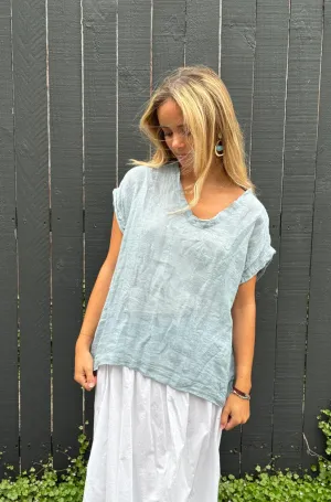 Muse Imogen Gauze Top in Mist