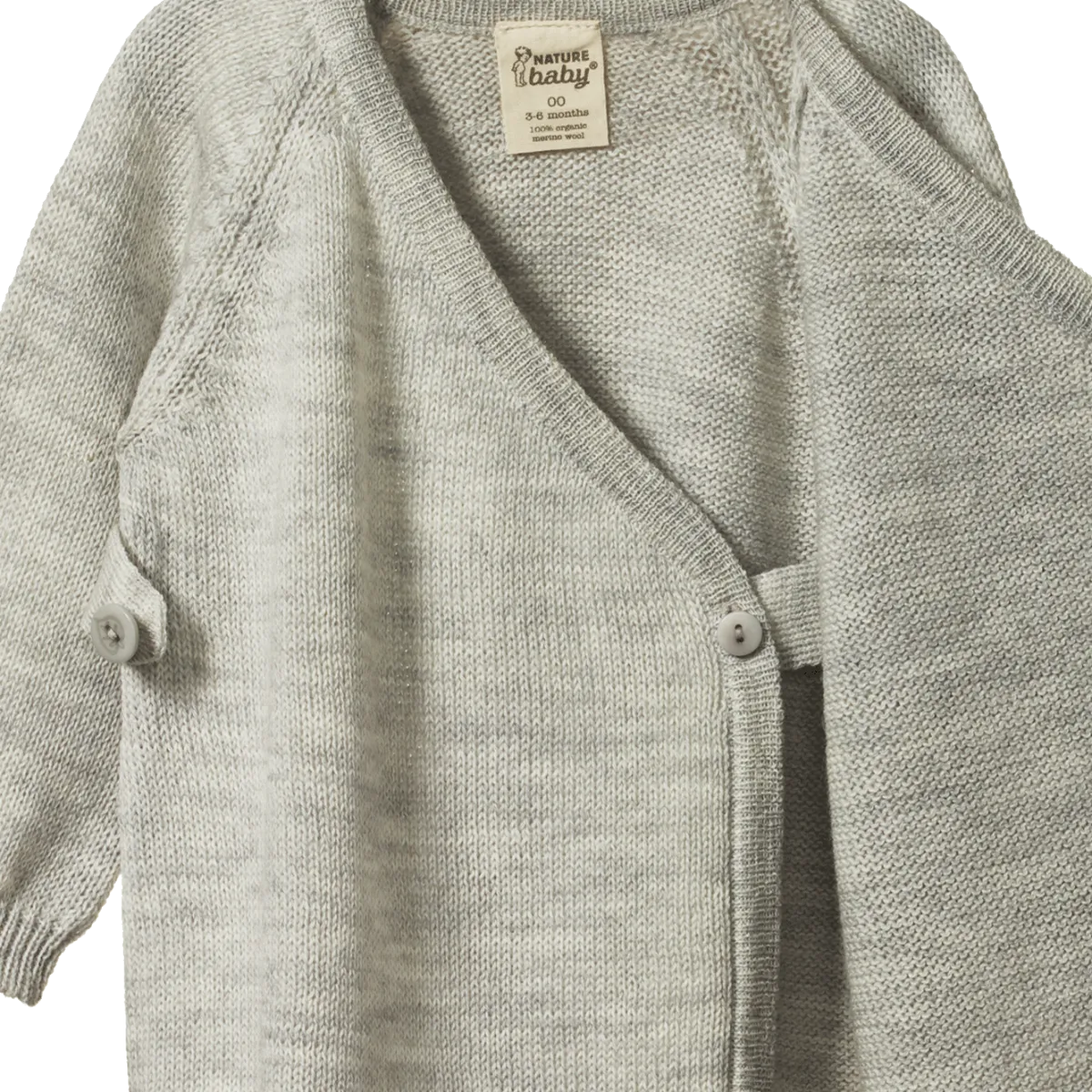 Nature Baby Merino Knit Kimono Jacket Light Grey Marle