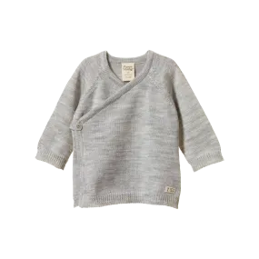 Nature Baby Merino Knit Kimono Jacket Light Grey Marle