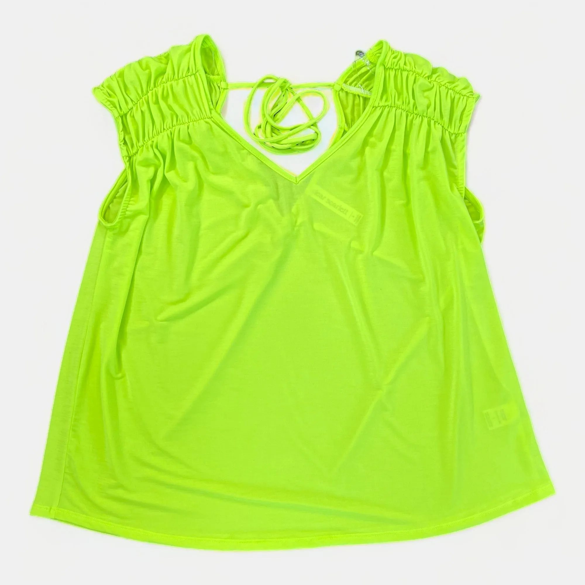 Neon Green V Neck Tie Back Top [NO RETURNS]