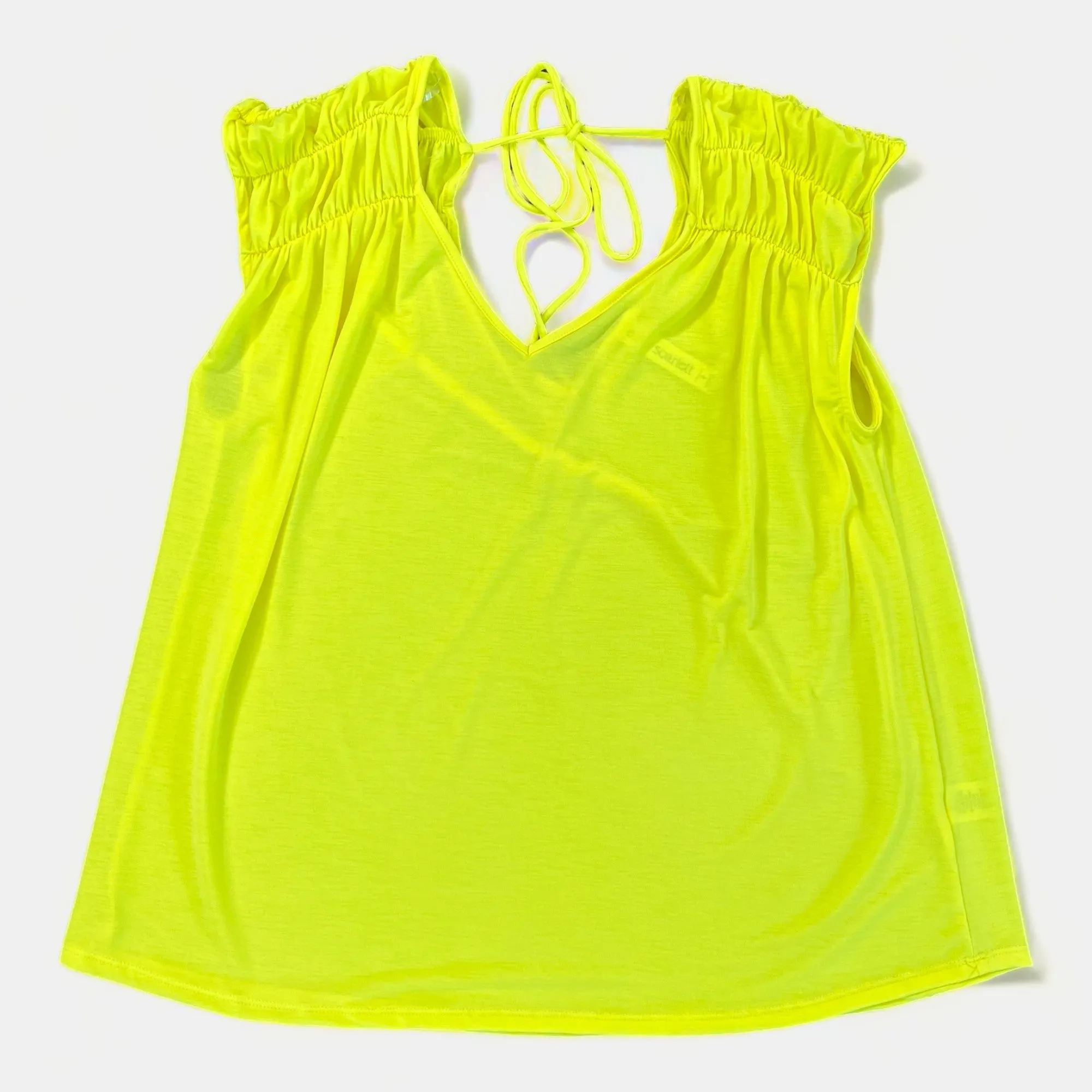 Neon Yellow V Neck Tie Back Top [NO RETURNS]