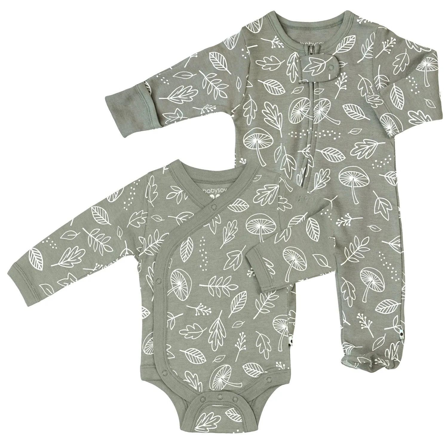 Newborn Baby Organic Sleeper Footie Kimono Bodysuit Set