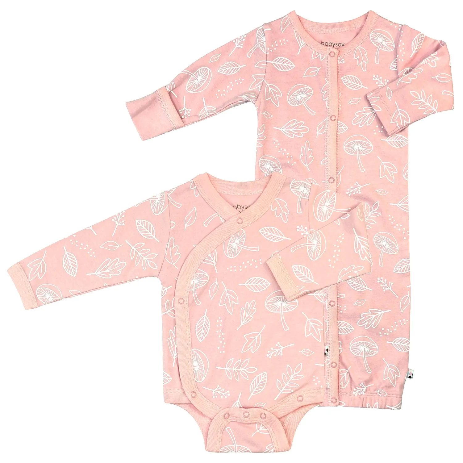 Newborn Baby Organic Snaps Gown Kimono Bodysuit Set