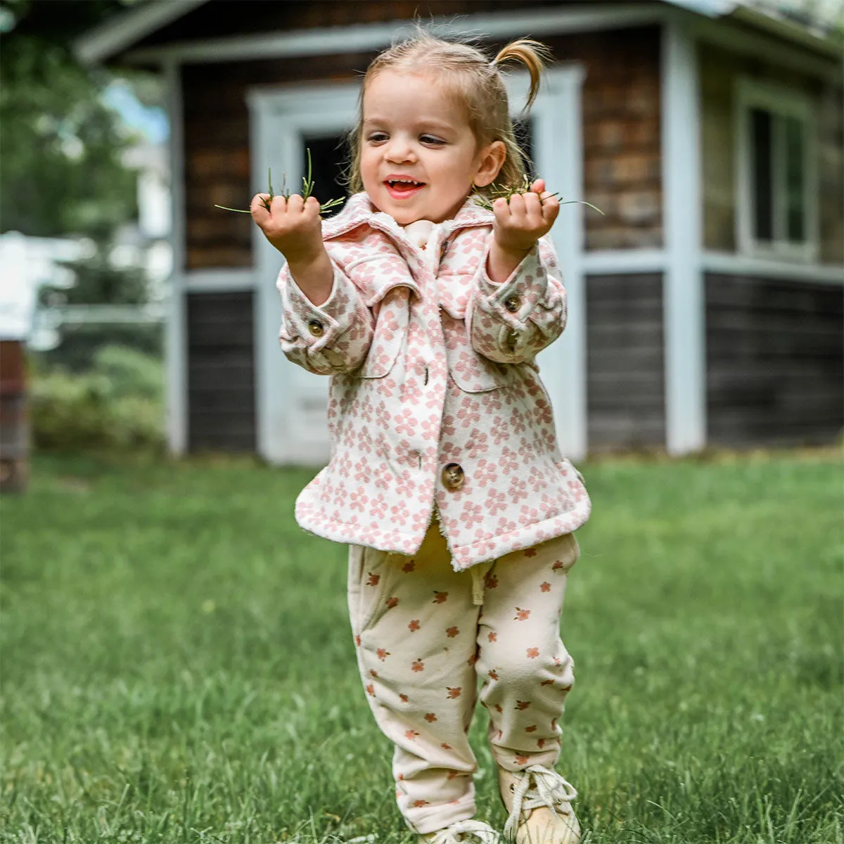 oh baby! Shacket Double Knit with Cream Snowdrift - Mod Flowers - Blush