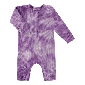 Paige Lauren Thermal Henley Coverall - Purple Tie Dye