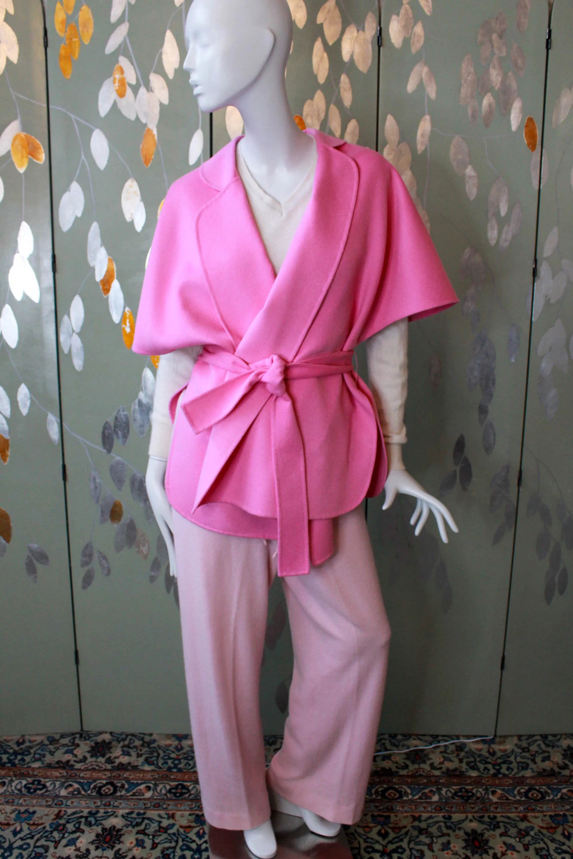 Pink Cashmere/Angora/Wool Wrap Cardigan, Medium