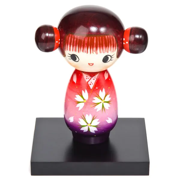 Pink Happy Girl Kawaii Kokeshi Doll