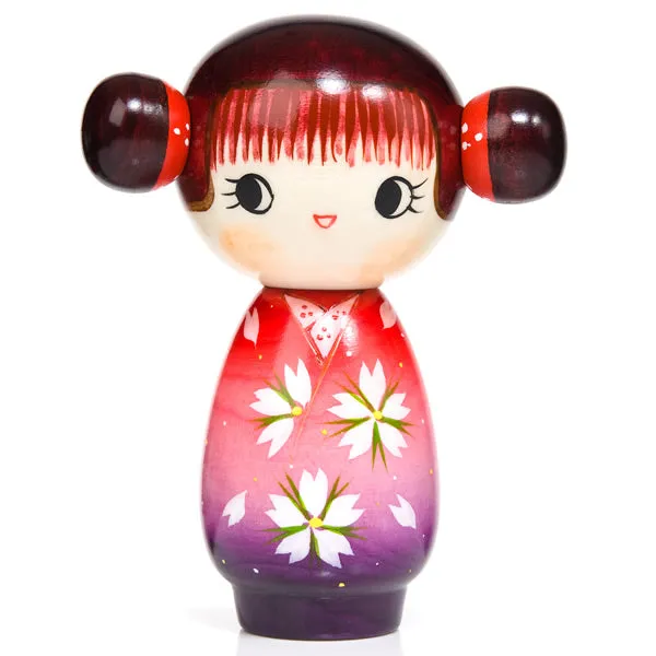 Pink Happy Girl Kawaii Kokeshi Doll