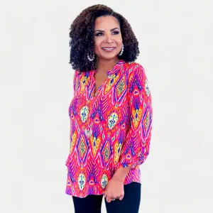 Pink Multi Tribal Lizzy Top [NO RETURNS]