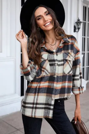 Plaid Print Pocketed Button Down