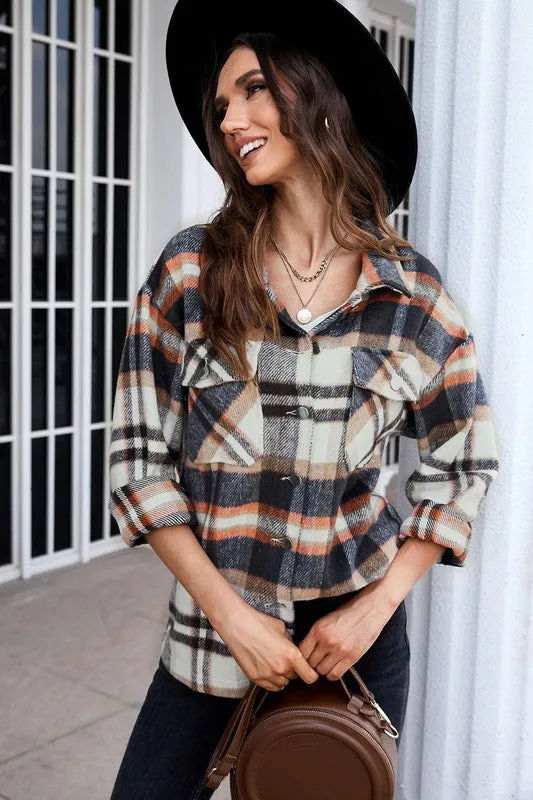 Plaid Print Pocketed Button Down