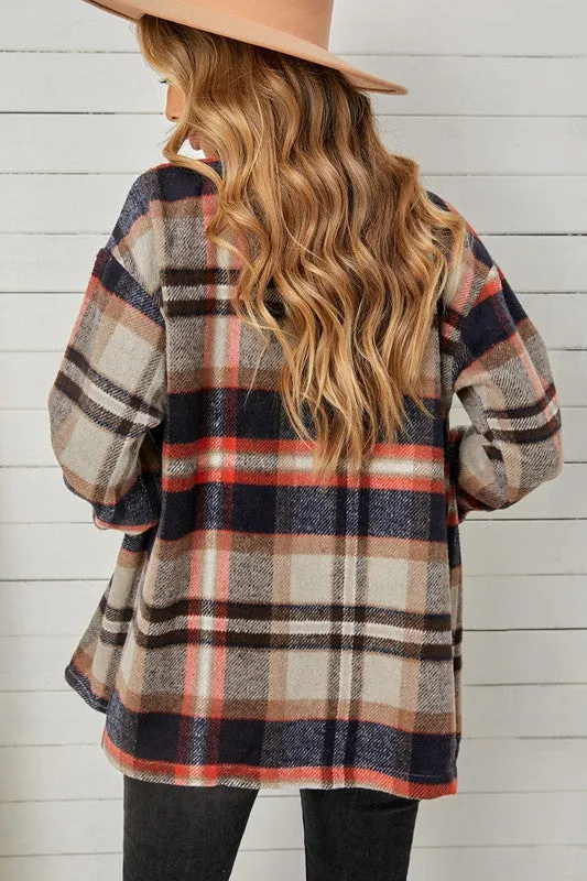 Plaid Print Pocketed Button Down