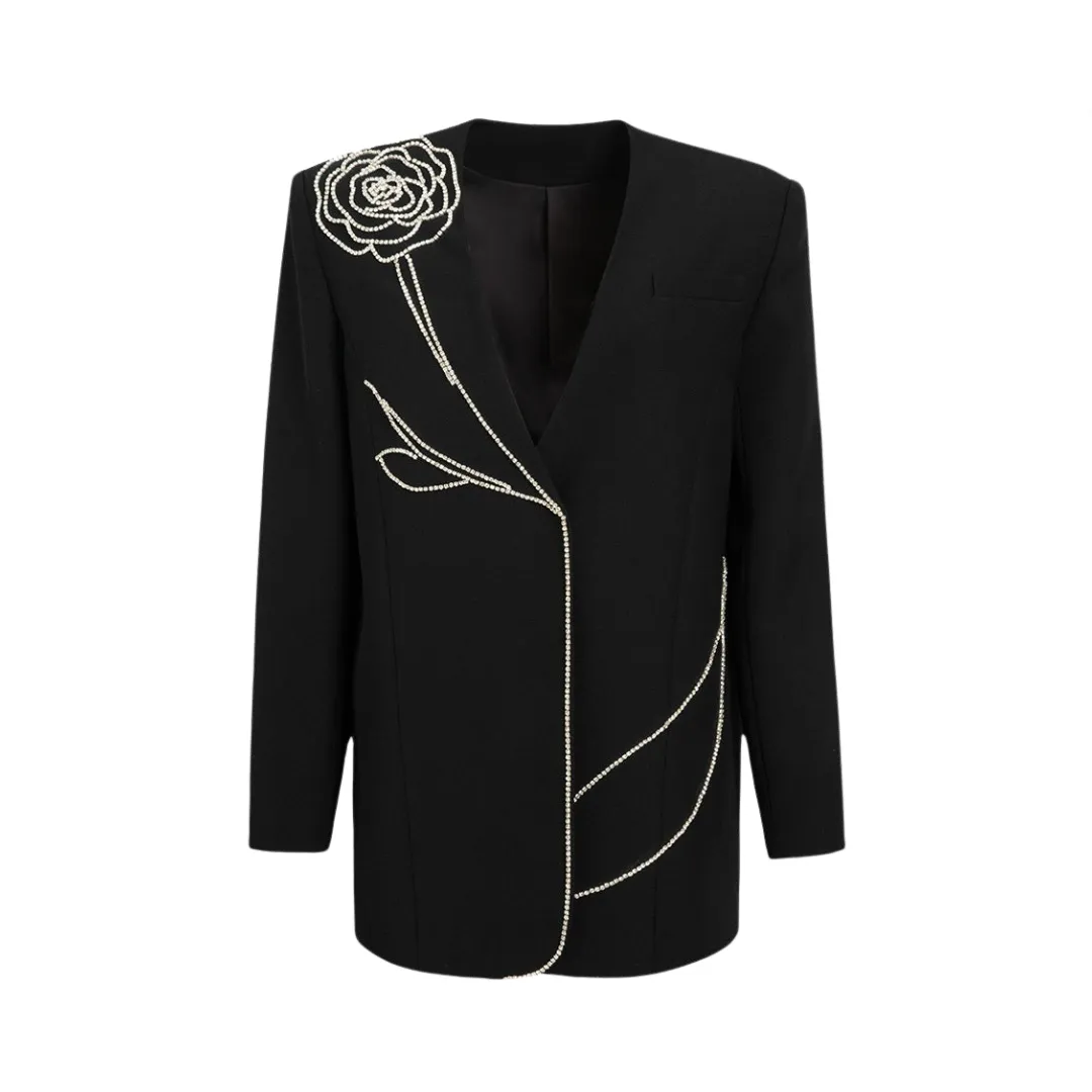 Pre Order:  Retro Diamond Rose Straight Tube Blazer