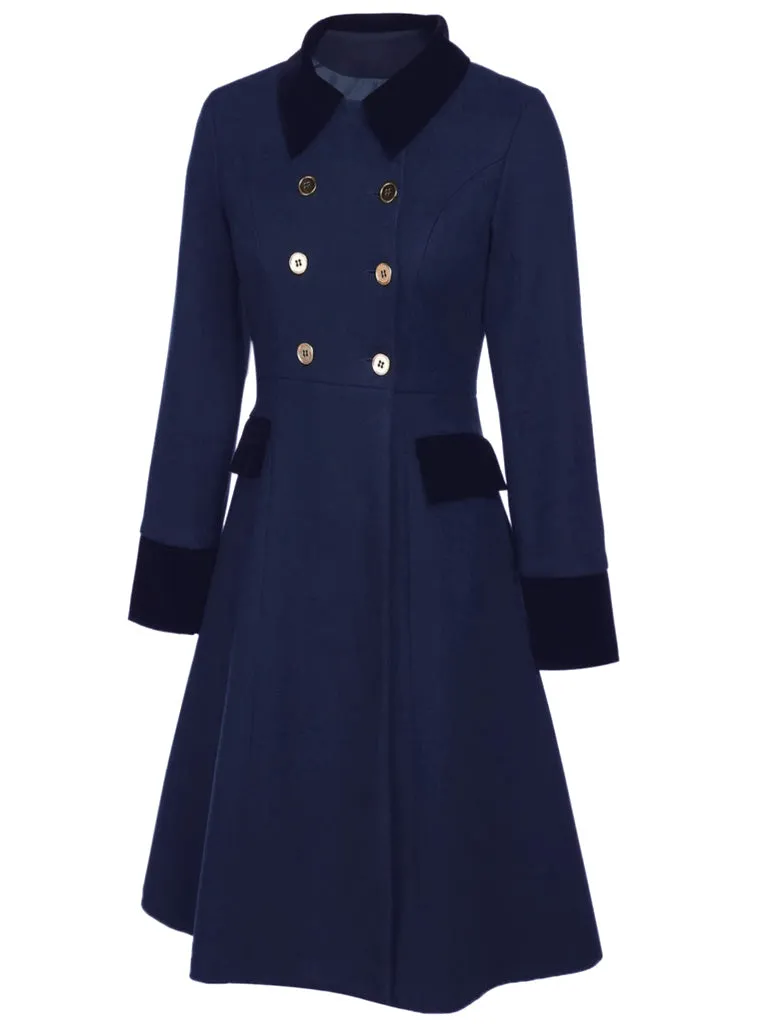 [Pre-Sale] Blue 1940s Solid Button Coat