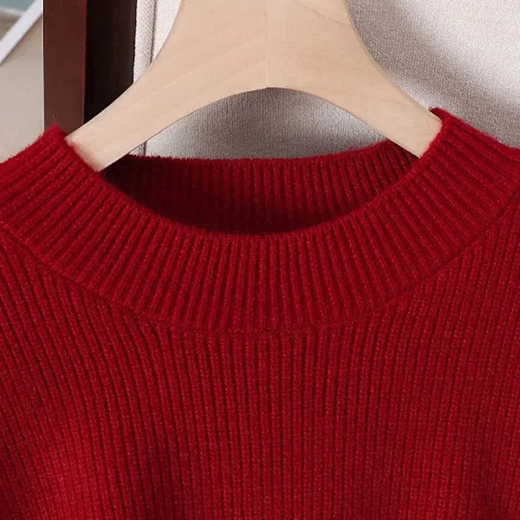 Preppy Round Collar Knit Sweater Slip Dress Two Piece Set Color