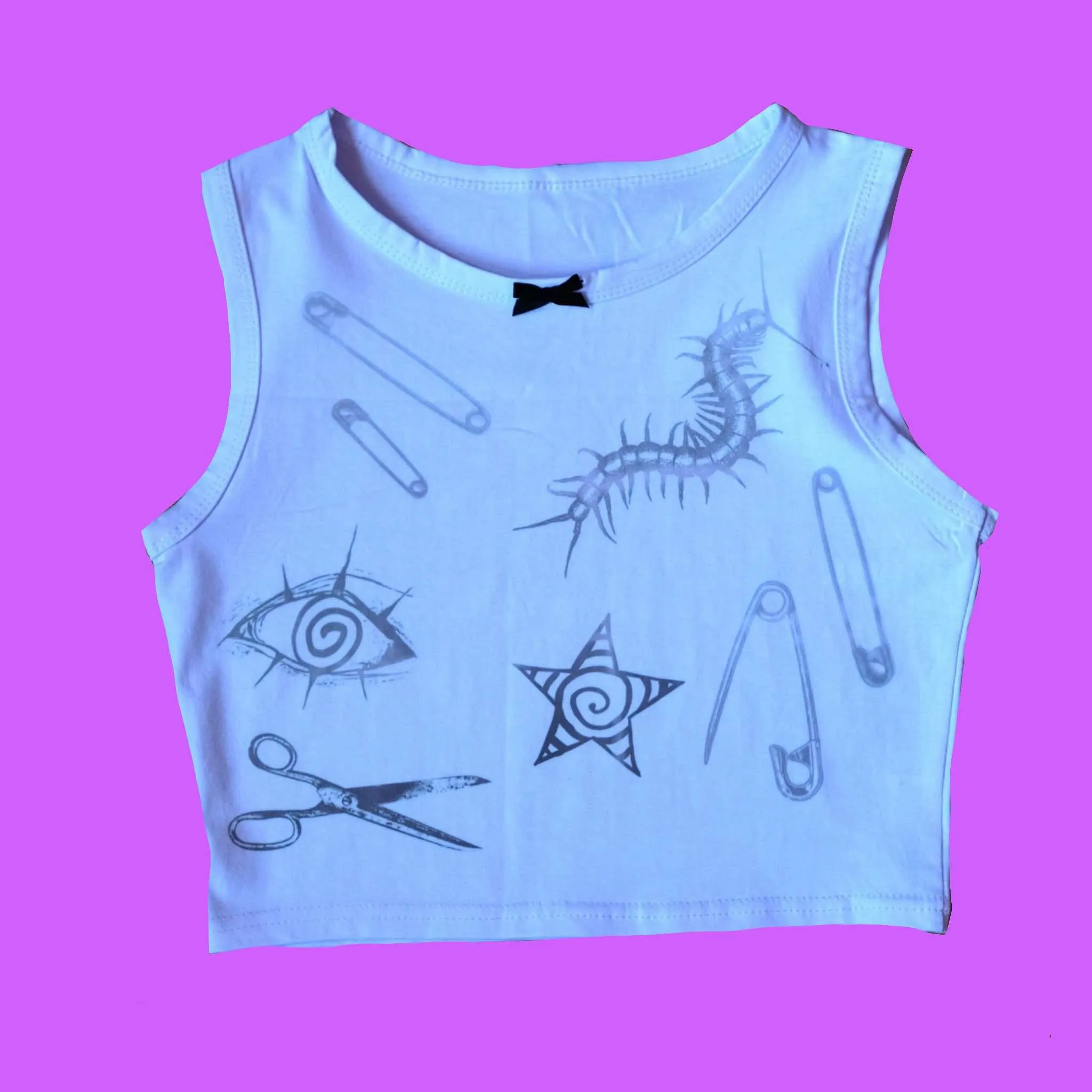 Printed vest top bow  sample- S/M 8-12