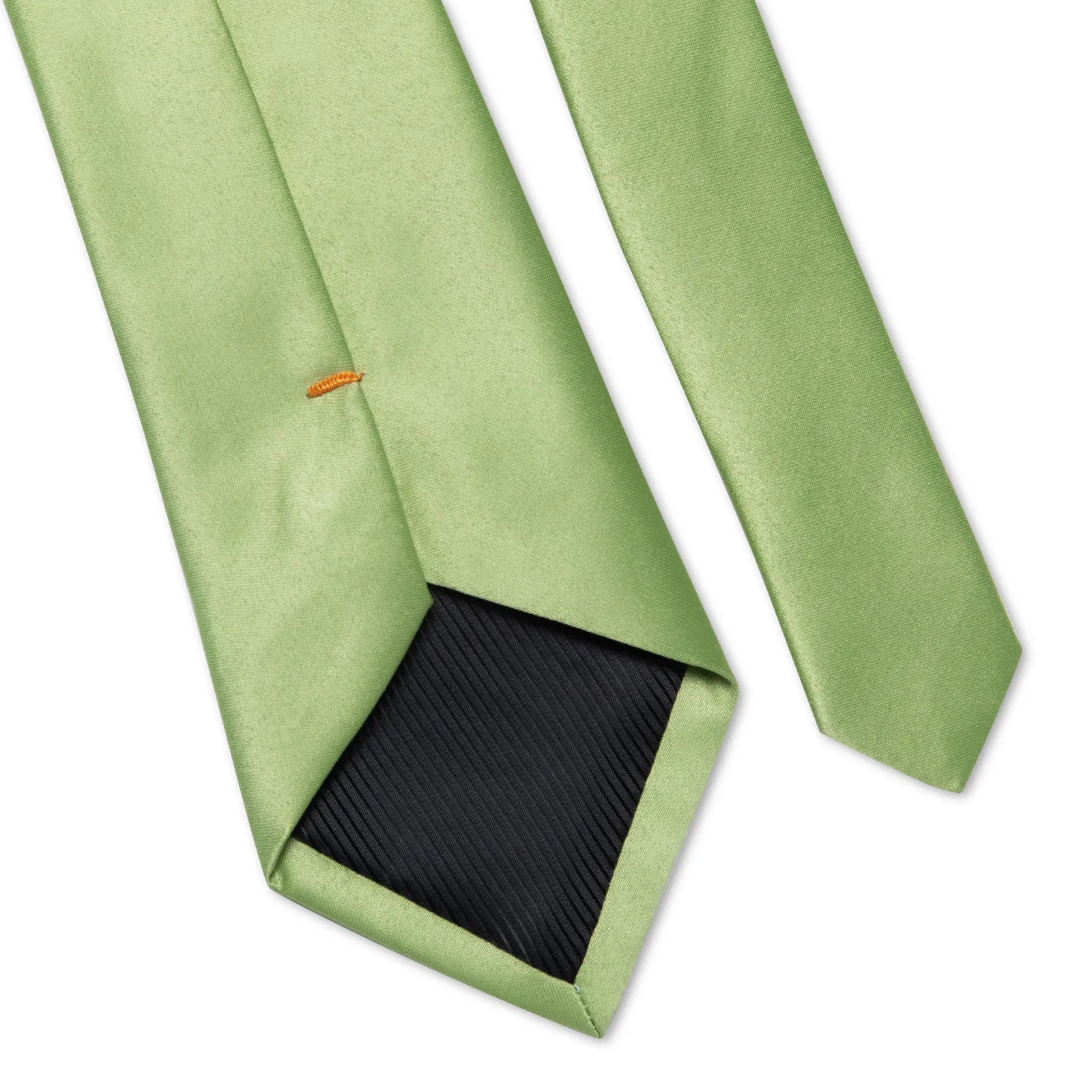 Pure Light Green Solid Silk Men's Necktie Pocket Square Cufflinks Set