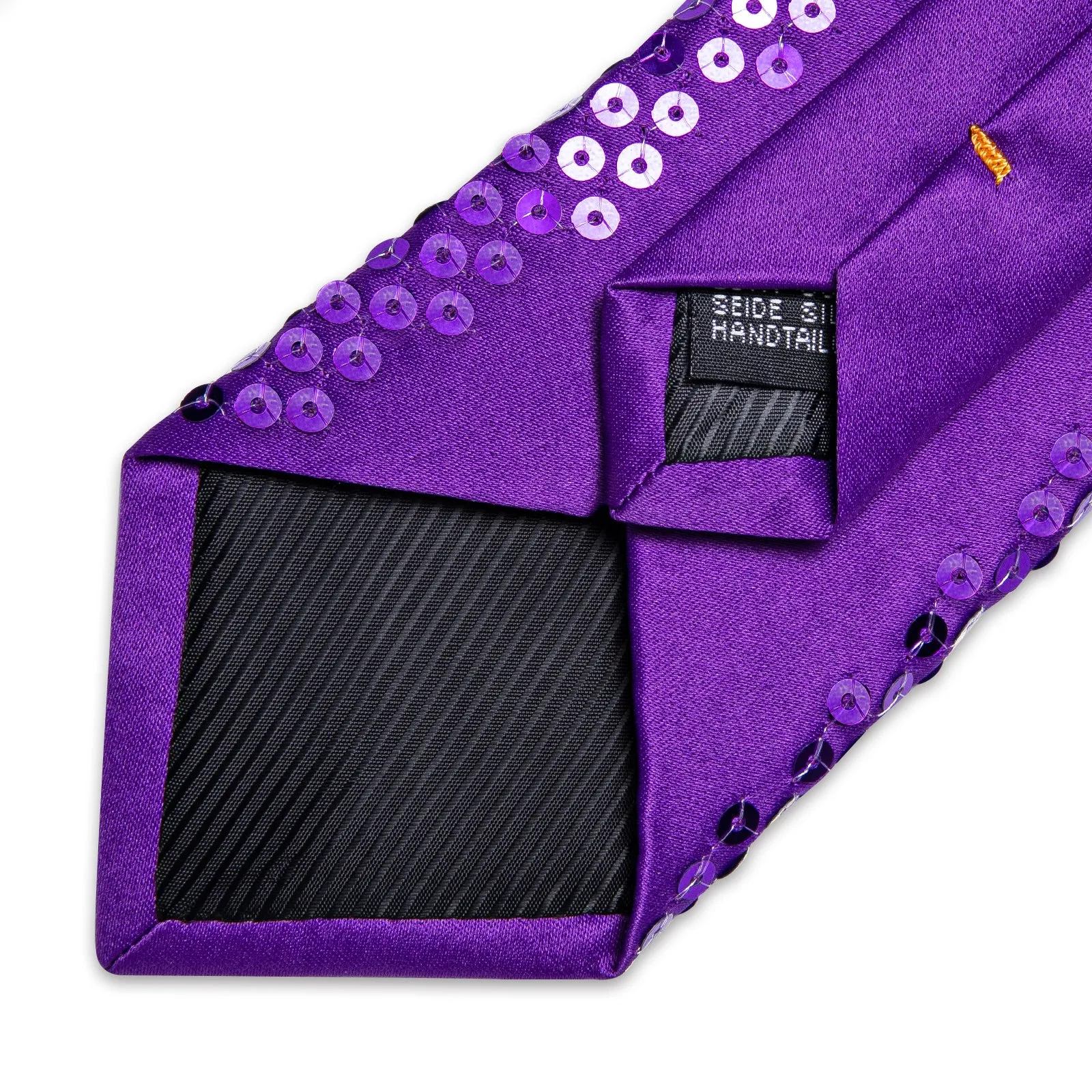 Purple Sequins Novelty Men's Necktie Hanky Cufflinks Set