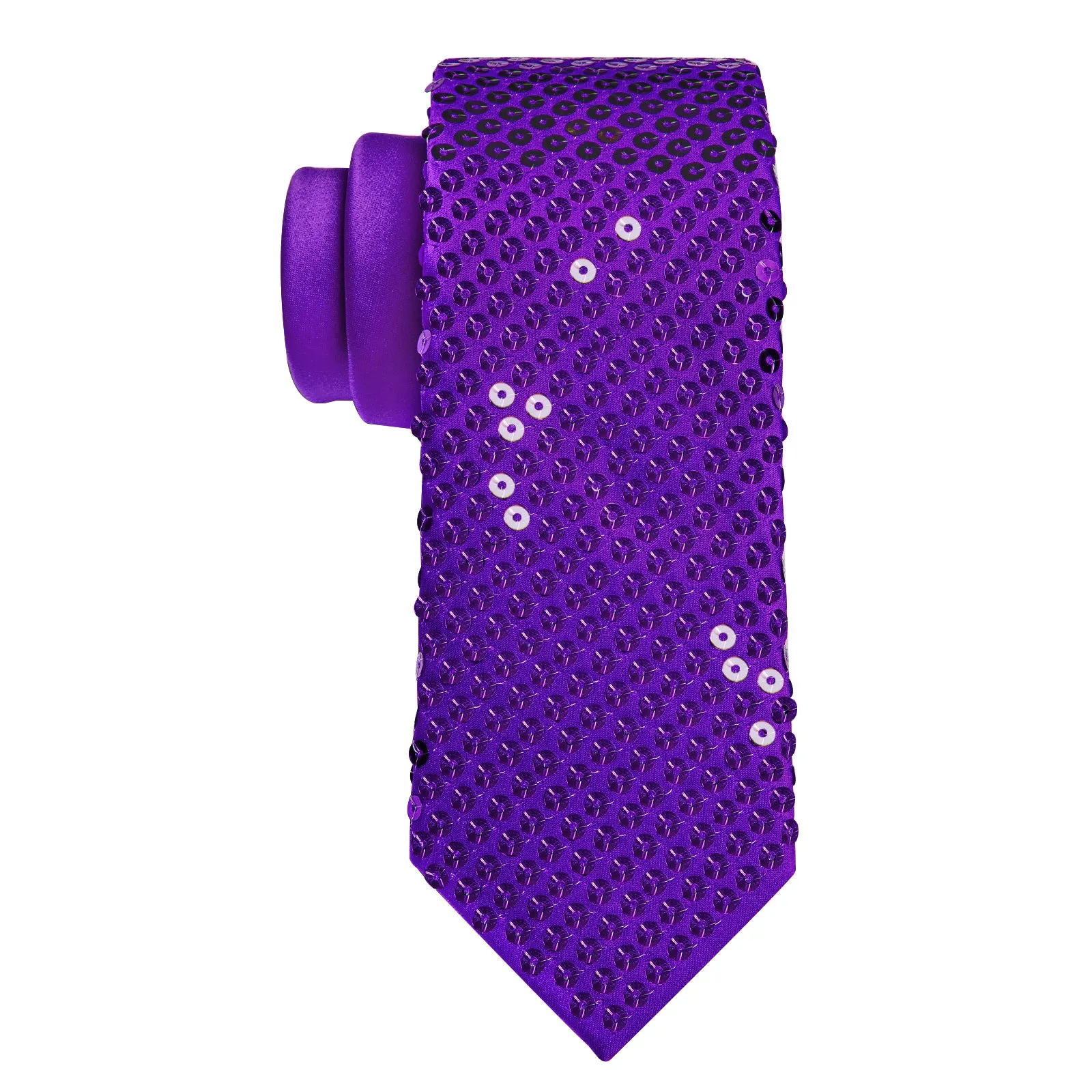 Purple Sequins Novelty Men's Necktie Hanky Cufflinks Set